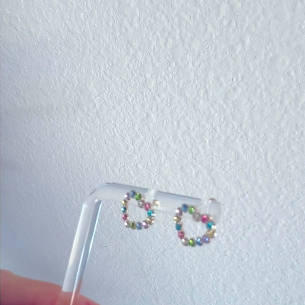 Multicolor Beaded heart shape silver .925 Earrings